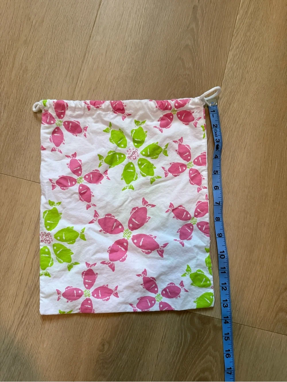 Lilly Pulitzer Vintage y2k riding the waves Pink  Green Drawstring Accessory Bag
